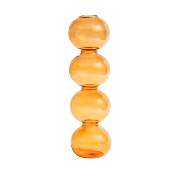 Homeko Amber Glass Taper Candle Holder & Vases -