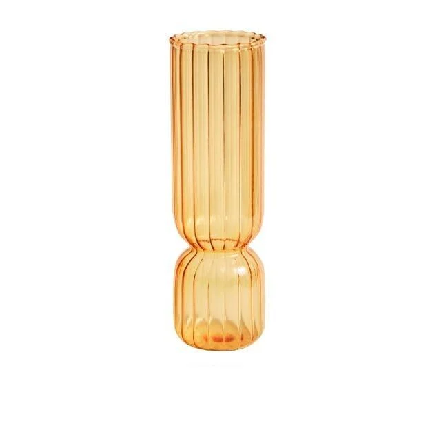 Homeko Amber Glass Taper Candle Holder & Vases -