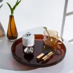 Homeko Amber Round Rectangular Acrylic Tray Organizers
