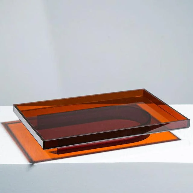 Homeko Amber Round & Rectangular Acrylic Tray Organizers -