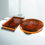 Homeko Amber Round Rectangular Acrylic Tray Organizers
