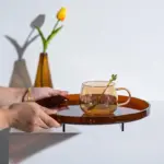 Homeko Amber Round Rectangular Acrylic Tray Organizers