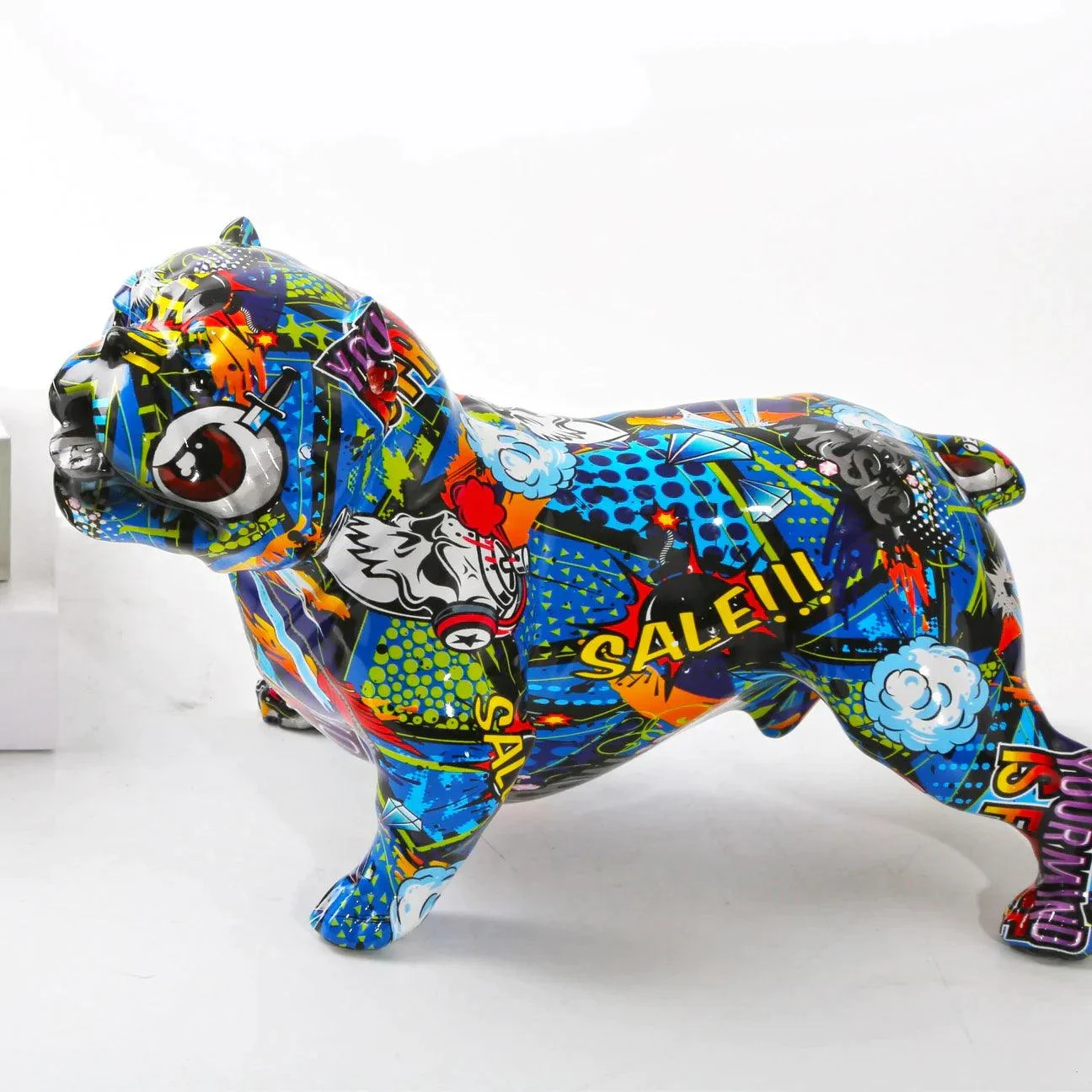 Homeko American Bully Graffiti Painted Statue -