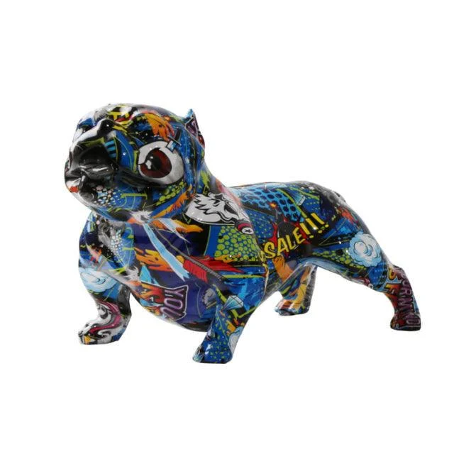 Homeko American Bully Graffiti Painted Statue -