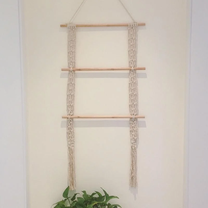 Homeko Art Boho Macrame Hanging Ladder Homeko Handing -