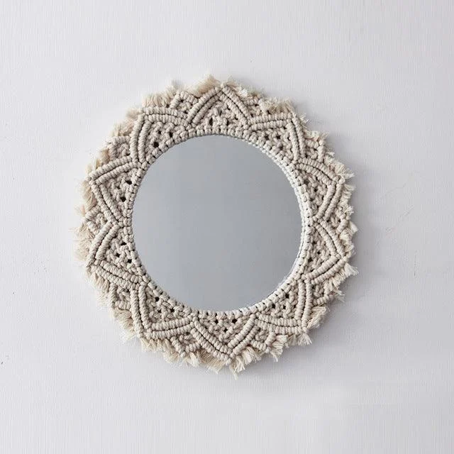 Homeko Art  Boho Macrame Homeko Mirrors, Round Homeko Handing -