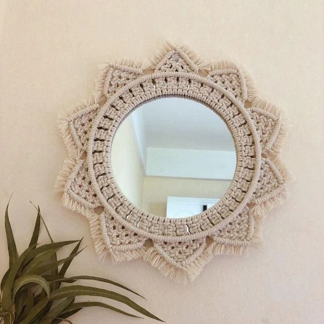 Homeko Art  Boho Macrame Homeko Mirrors, Sun Homeko Handing -