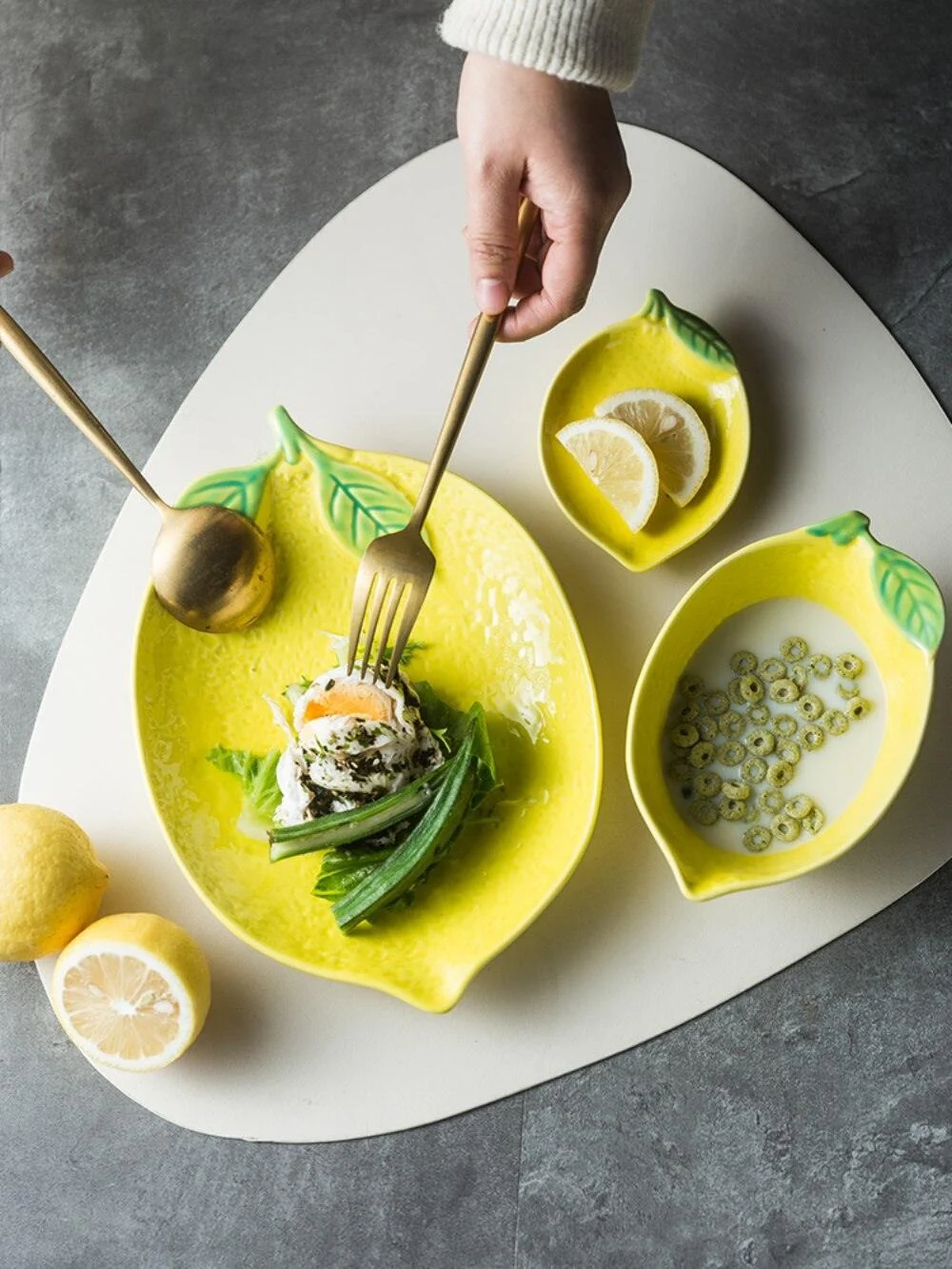 Homeko Assiettes Lemon Ceramic Plate Collection -