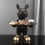 Homeko At Your Service Bulldog Sculpture And Tray