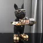 Homeko At Your Service Bulldog Sculpture And Tray