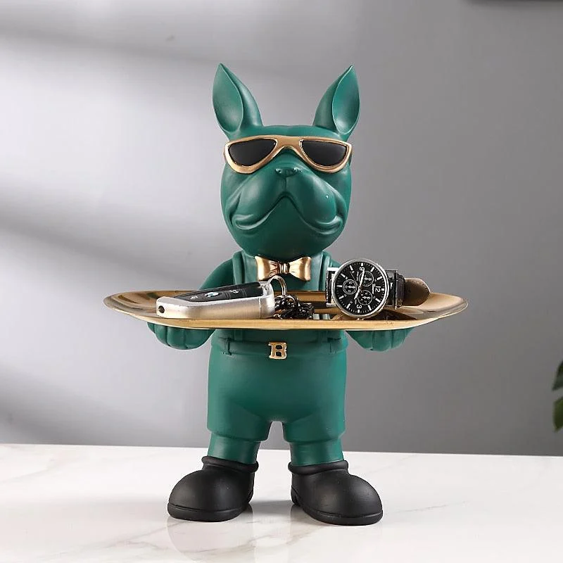 Homeko At Your Service Bulldog Sculpture And Tray -