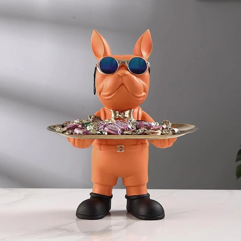 Homeko At Your Service Bulldog Sculpture And Tray -