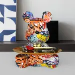 Homeko Bear Graffiti Painted Sculpture Table Tray
