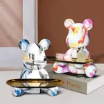 Homeko Bear Graffiti Painted Sculpture Table Tray