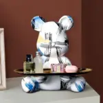 Homeko Bear Graffiti Painted Sculpture Table Tray