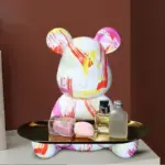 Homeko Bear Graffiti Painted Sculpture Table Tray
