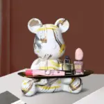 Homeko Bear Graffiti Painted Sculpture Table Tray