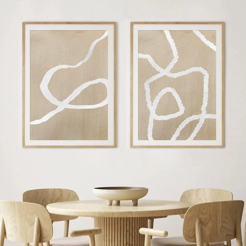 Homeko Beige Abstract Wall Art Poster Prints -