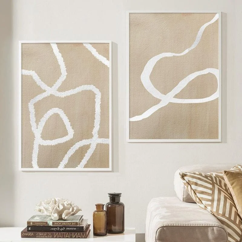 Homeko Beige Abstract Wall Art Poster Prints -