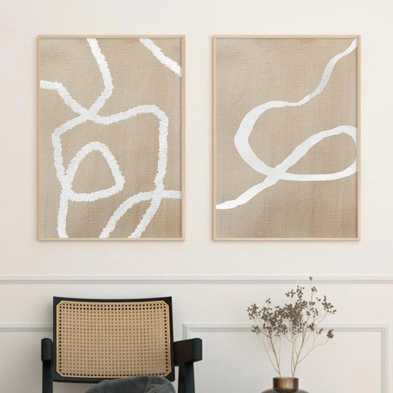 Homeko Beige Abstract Wall Art Poster Prints -