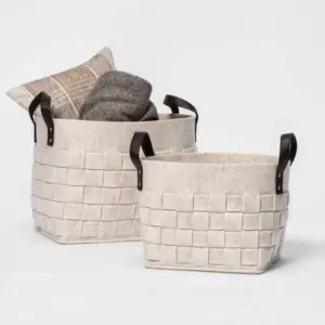 Homeko Beige Felt Storage Hamper Baskets