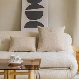 Homeko Beige Square Boucle Throw Pillow Covers