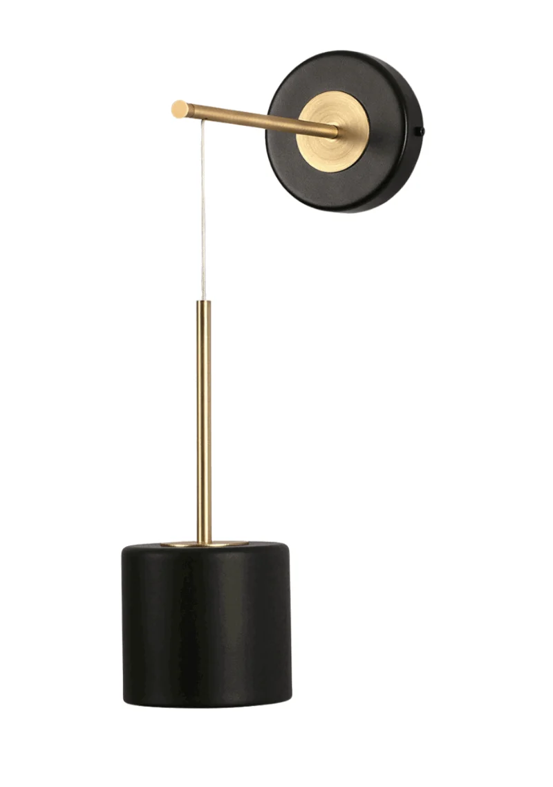 Homeko Black & Brass Accent Suspension Wall Sconce -