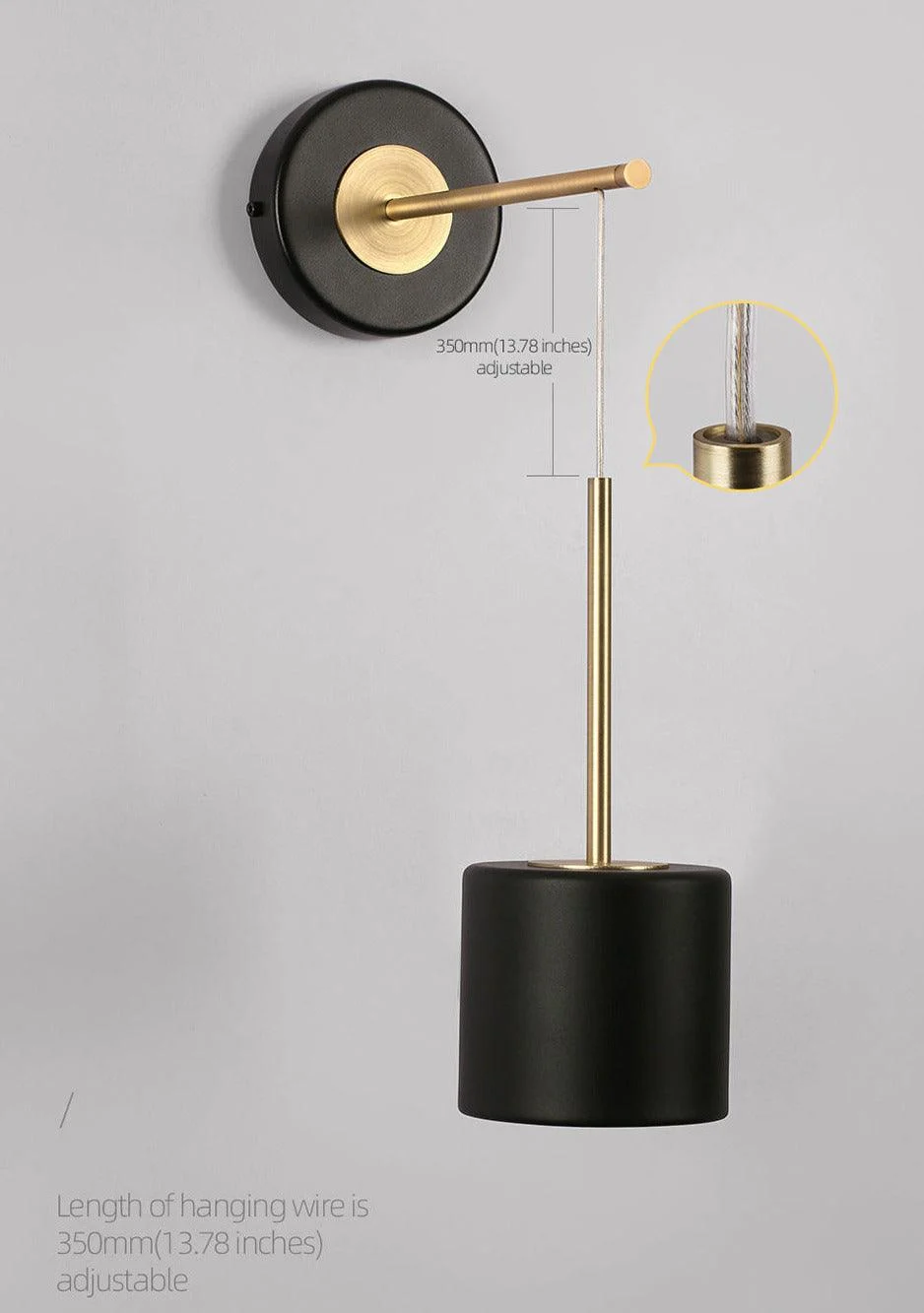 Homeko Black & Brass Accent Suspension Wall Sconce -