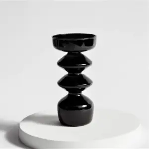 Homeko Black Glass Taper Candle Holder & Vases