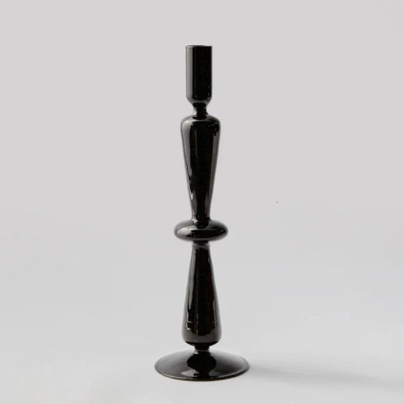 Homeko Black Glass Taper Candle Holder & Vases -