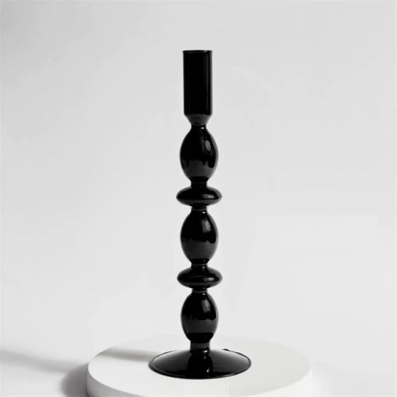 Homeko Black Glass Taper Candle Holder & Vases -