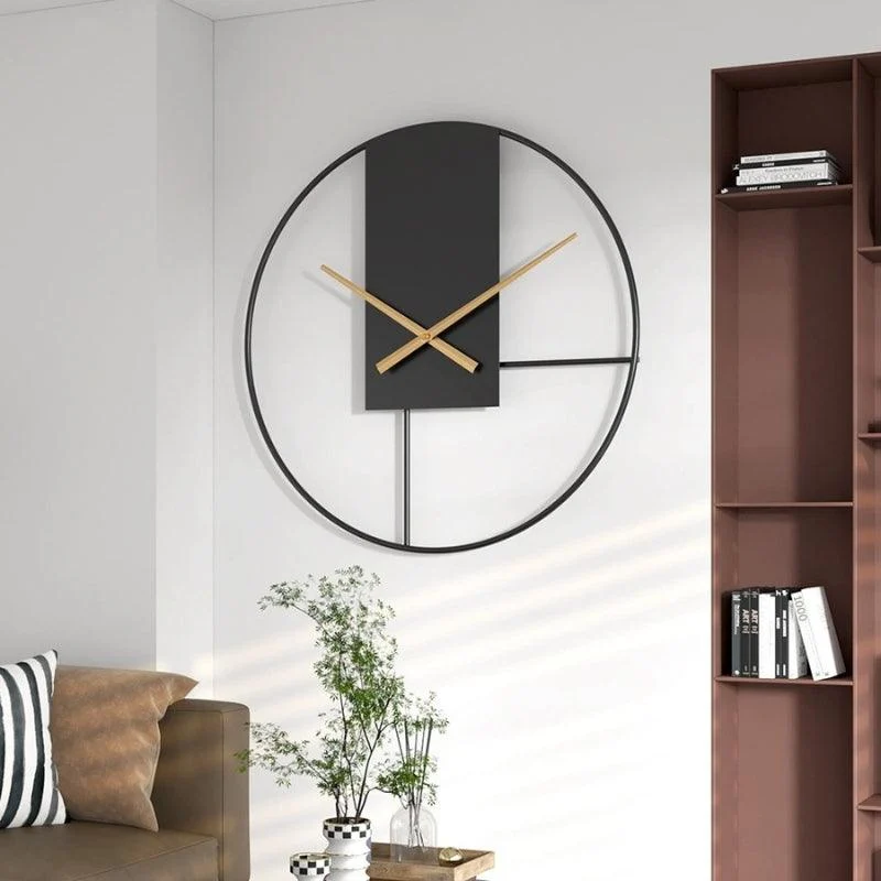Homeko Black Minimalist Metal Large Wall Clock -