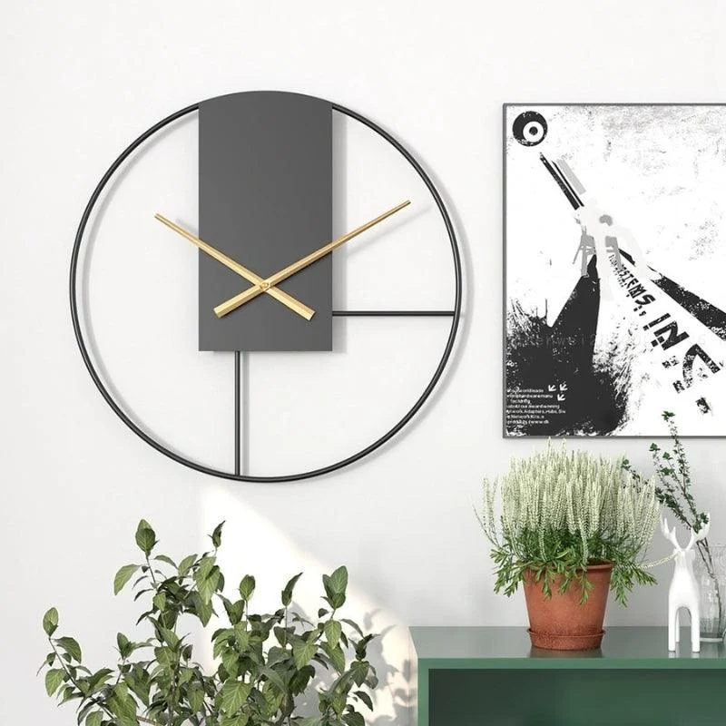Homeko Black Minimalist Metal Large Wall Clock -