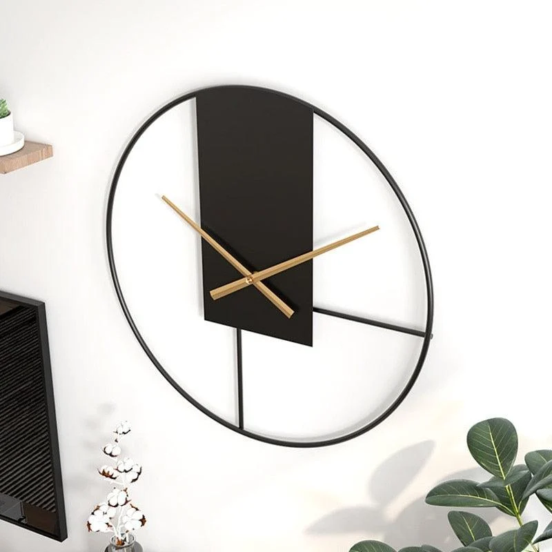 Homeko Black Minimalist Metal Large Wall Clock -