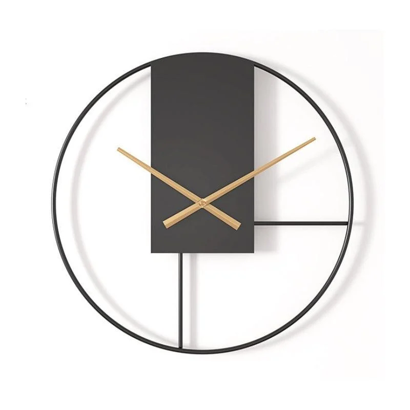 Homeko Black Minimalist Metal Large Wall Clock -