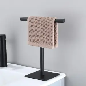 Homeko Black Standing Bathroom Hand Towel Rack