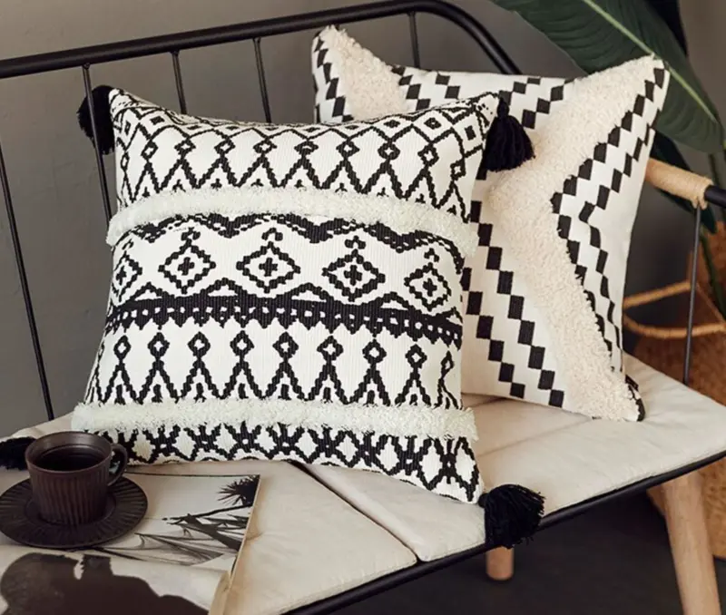 Homeko Black and White Geometric Pillow Cover