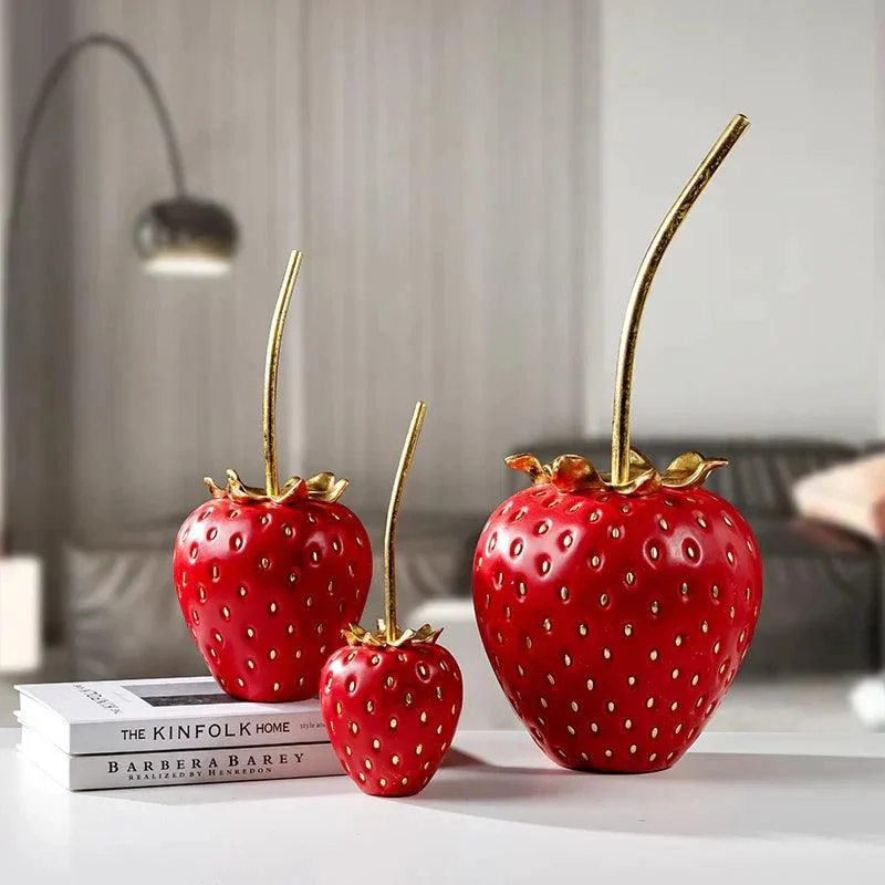 Homeko Bliss Strawberry Statue Shelf Decor -