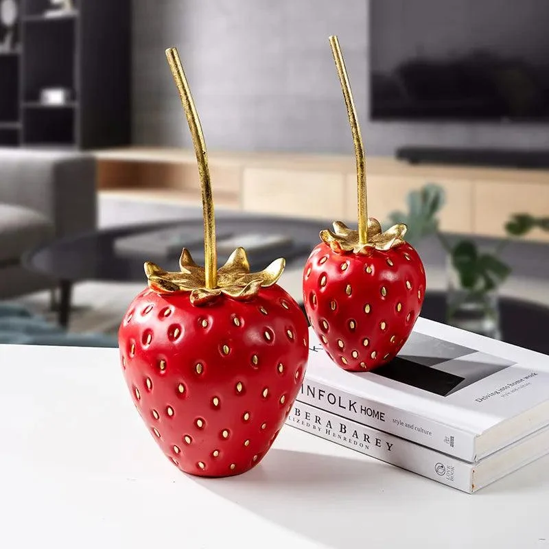 Homeko Bliss Strawberry Statue Shelf Decor -