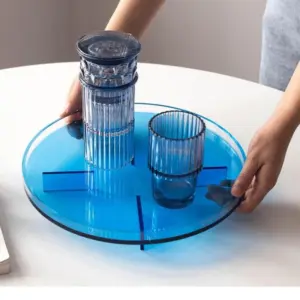 Homeko Blue Round Acrylic Tray Organizer