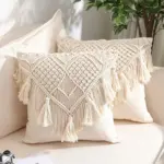 Homeko Boho Macrame Throw Pillow Covers Set of 2
