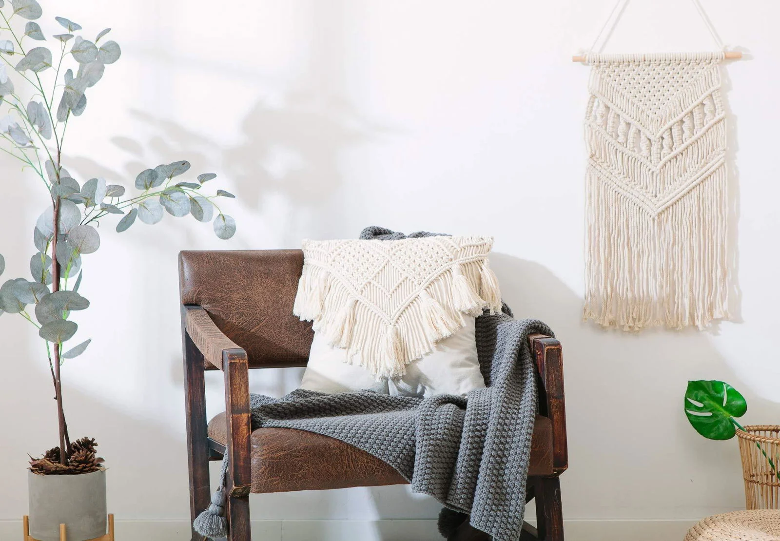 Homeko Boho Macrame Throw Pillow Covers Set of 2 -
