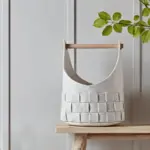 Homeko Braided Felt Storage Baskets with Wood Handles