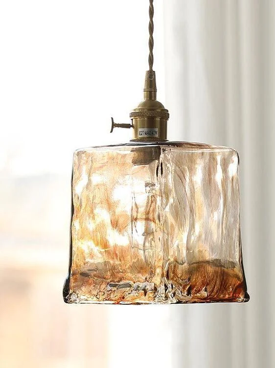 Homeko Brass Amber Glass Pendant Light -