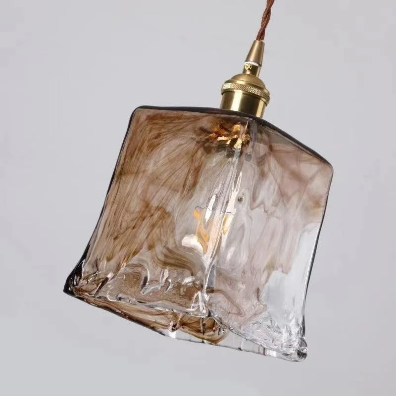 Homeko Brass Amber Glass Pendant Light -