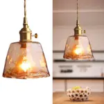 Homeko Brass Amber Glass Pendant Light