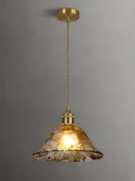Homeko Brass Amber Glass Pendant Light