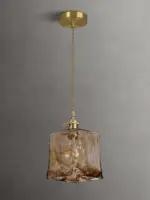Homeko Brass Amber Glass Pendant Light