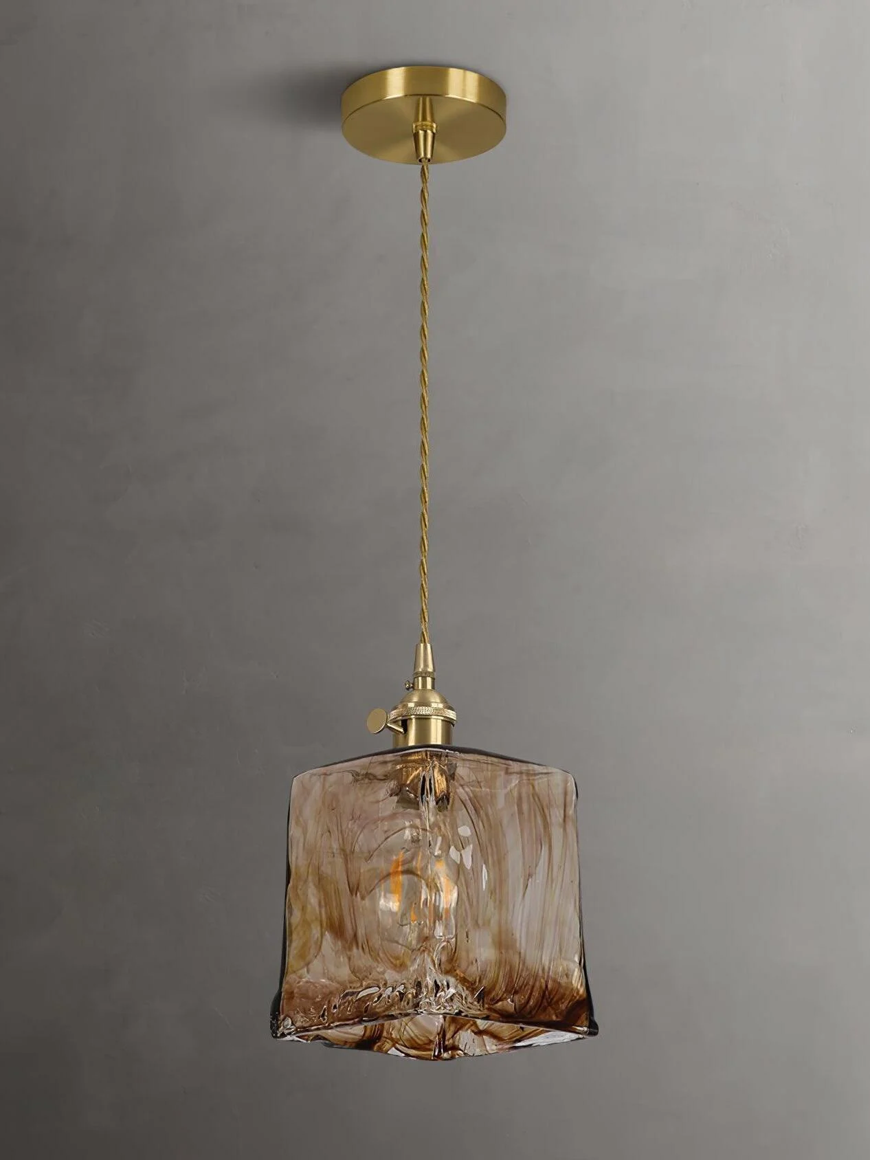 Homeko Brass Amber Glass Pendant Light -