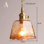 Homeko Brass Amber Glass Pendant Light